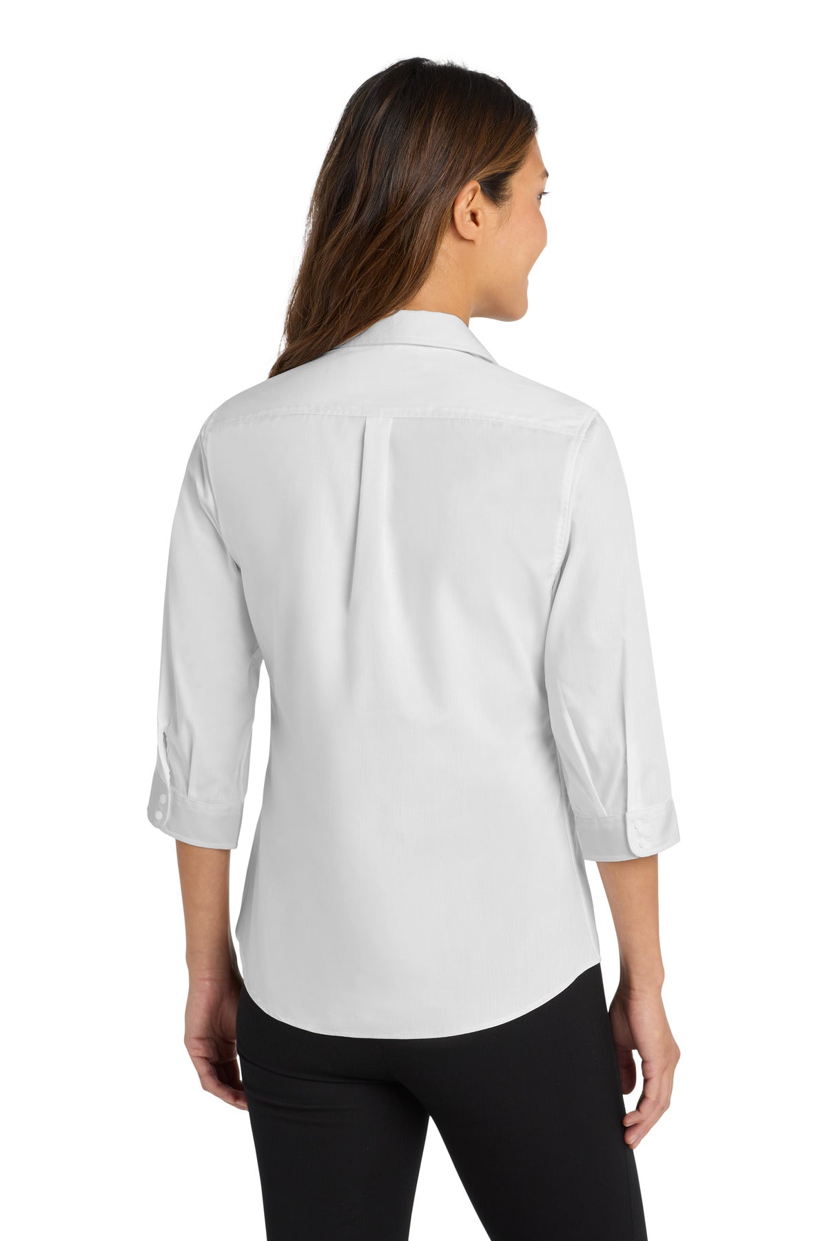 White Port Authority Women's 3/4-Sleeve Carefree Poplin Shirt. LW102