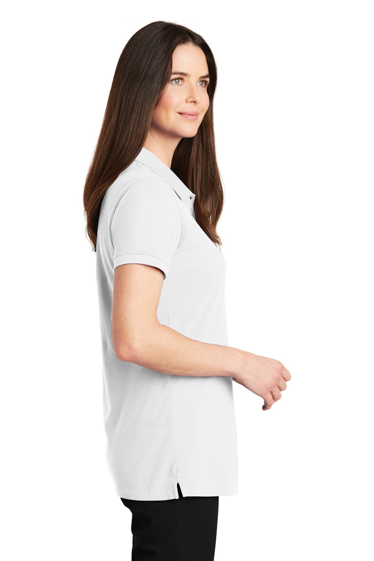 White Port Authority Women's EZCotton Polo. LK8000