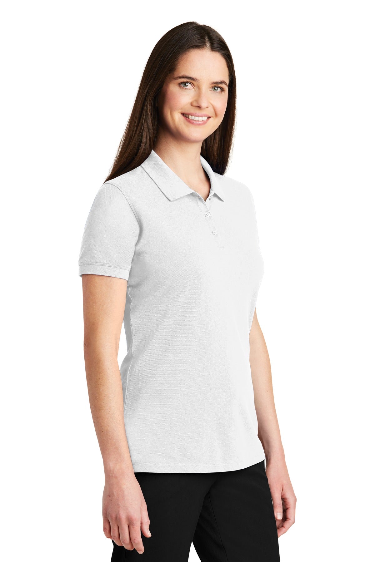 White Port Authority Women's EZCotton Polo. LK8000