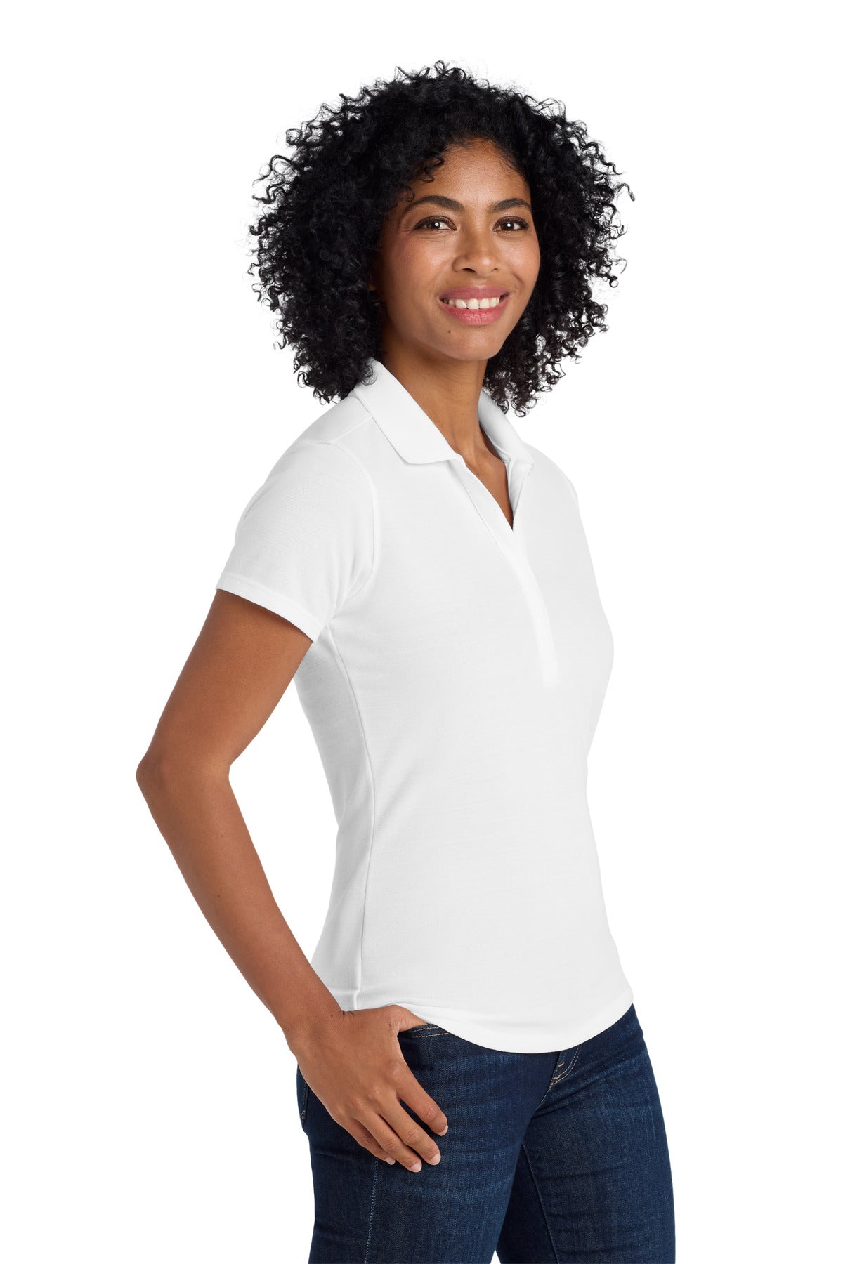White Port Authority Women's EZPerformance Pique Polo. LK600