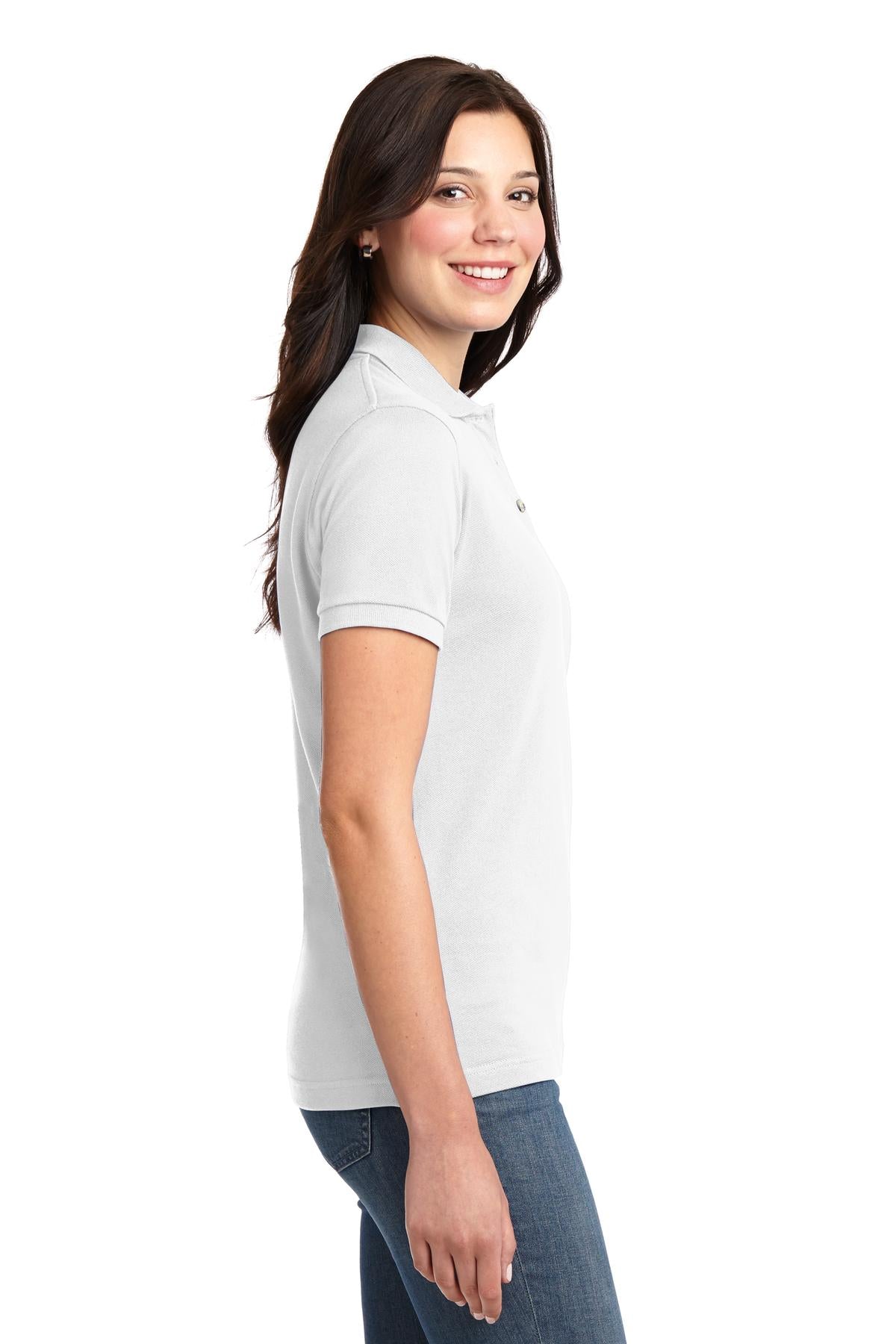 White Port Authority Women's Heavyweight Cotton Pique Polo. L420