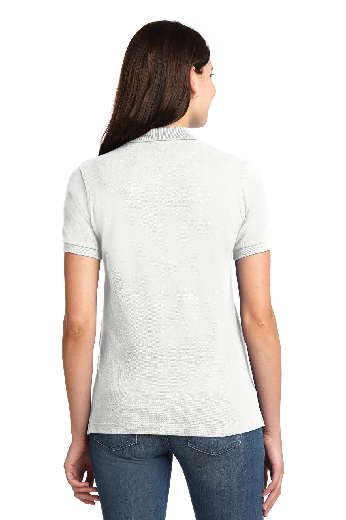 White Port Authority Women's Heavyweight Cotton Pique Polo. L420