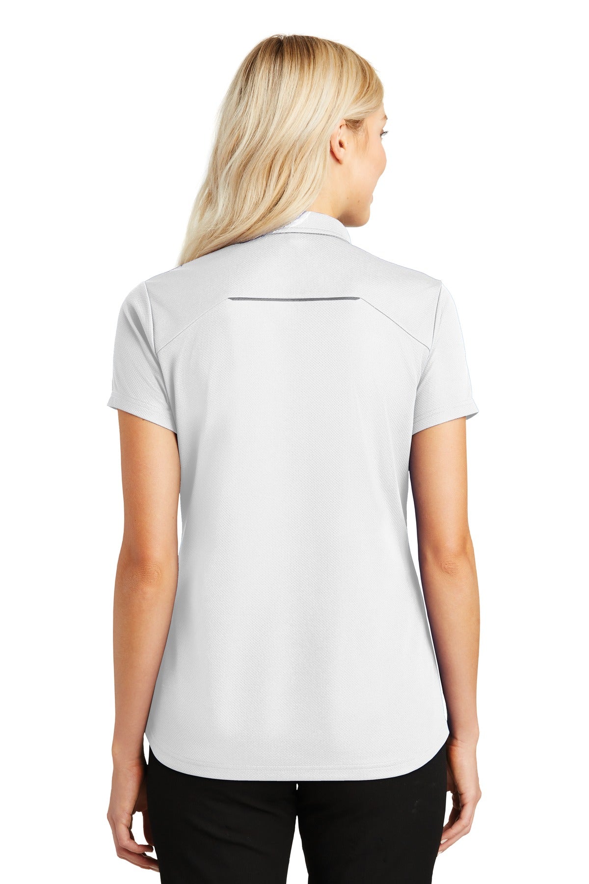 White Port Authority Women's Pinpoint Mesh Zip Polo. L580