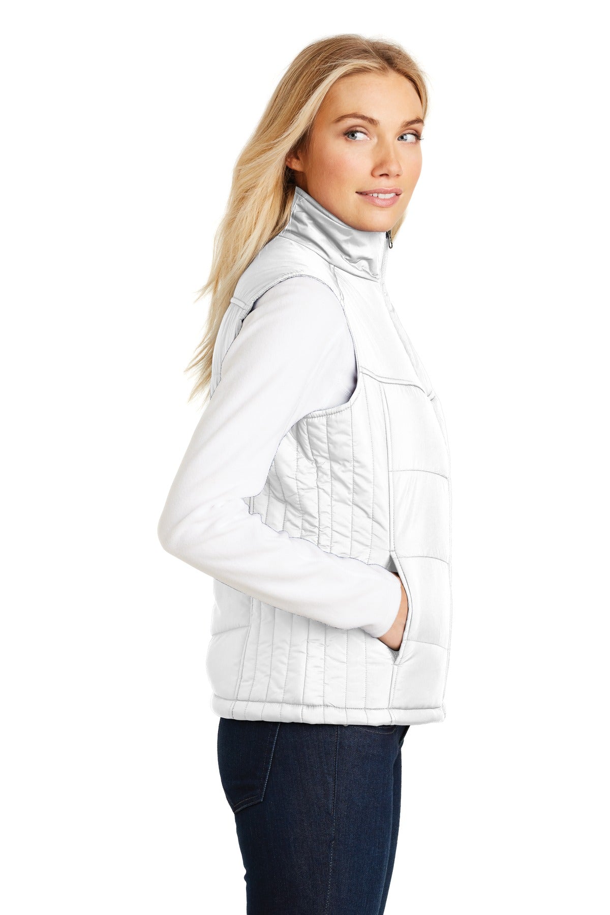 White Port Authority Women's Puffy Vest. L709
