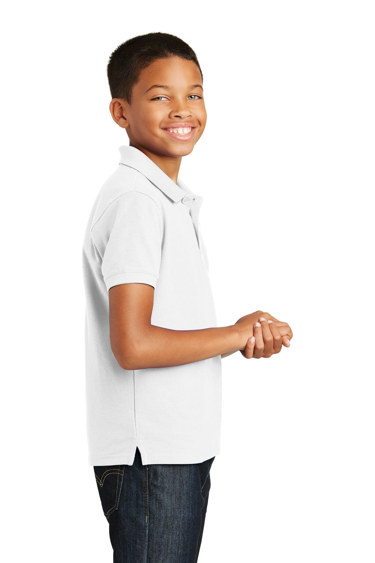 White Port Authority Youth Core Classic Pique Polo. Y100
