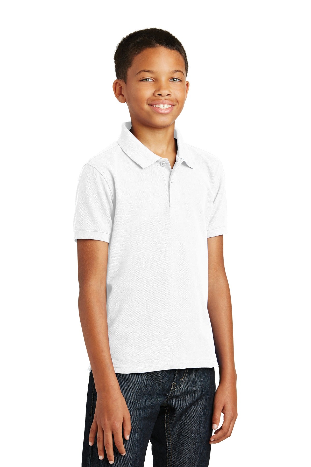 White Port Authority Youth Core Classic Pique Polo. Y100