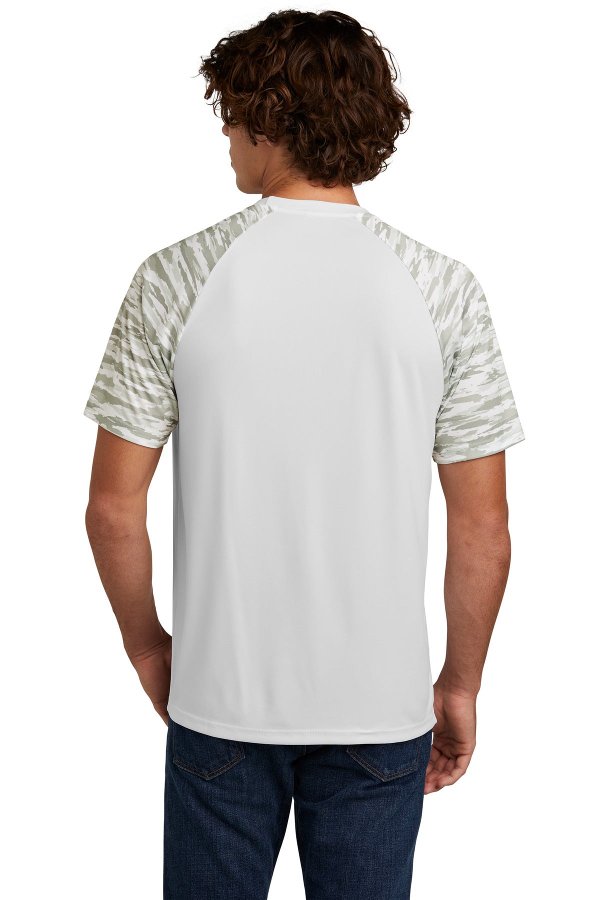 White Sport-Tek Drift Camo Colorblock Tee ST376