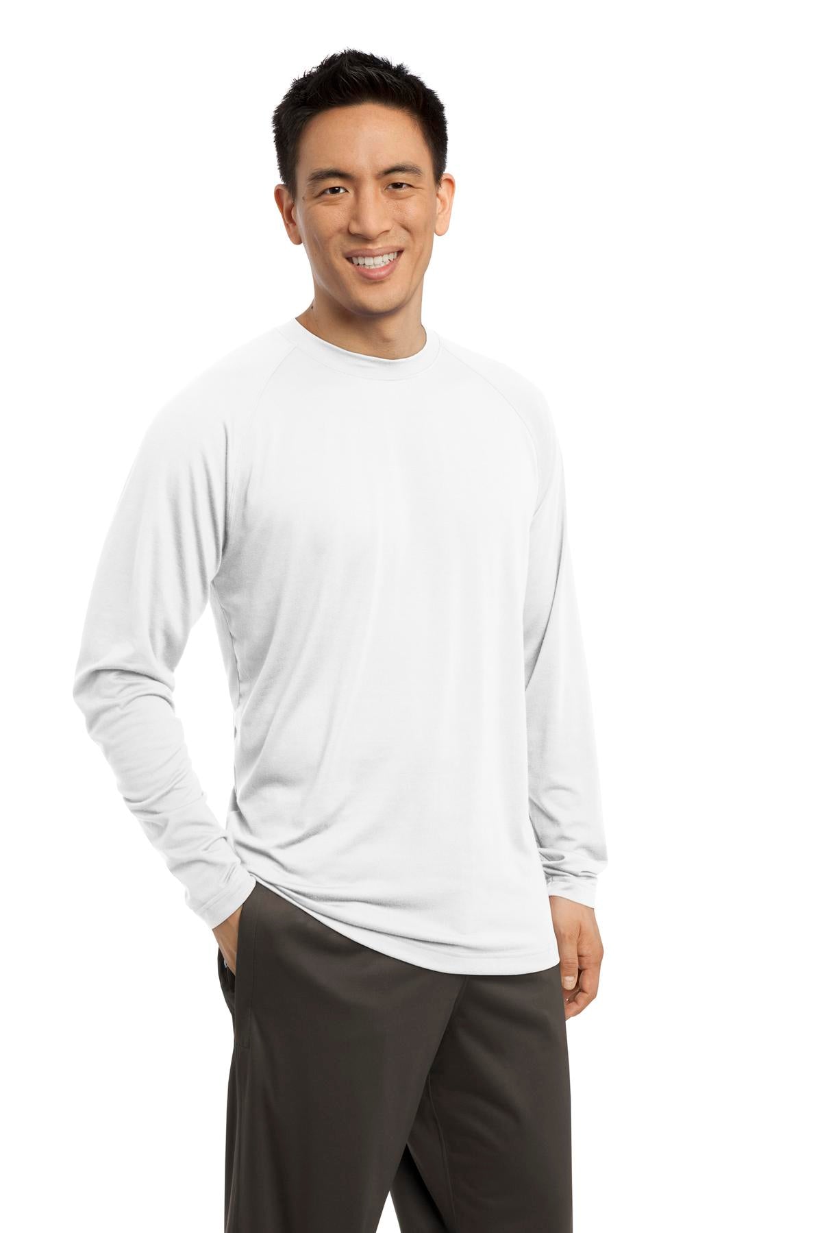White Sport-Tek Long Sleeve Ultimate Performance Crew. ST700LS