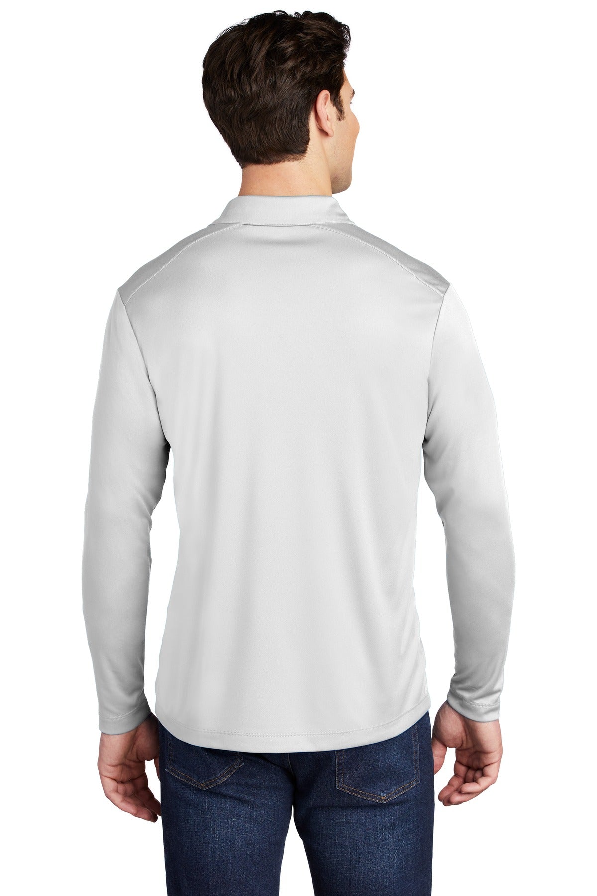 White Sport-Tek Posi-UV Pro Long Sleeve Polo. ST520LS