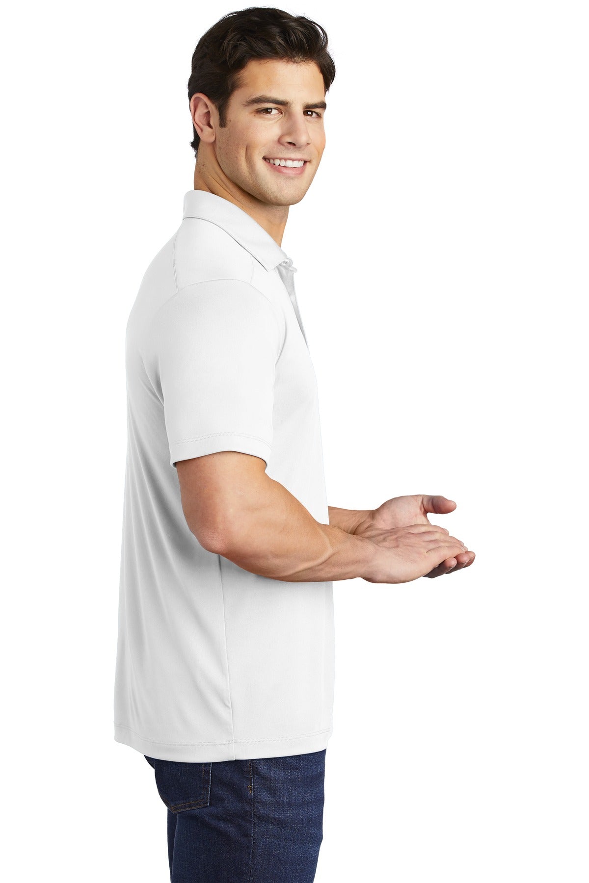 White Sport-Tek Posi-UV Pro Polo. ST520