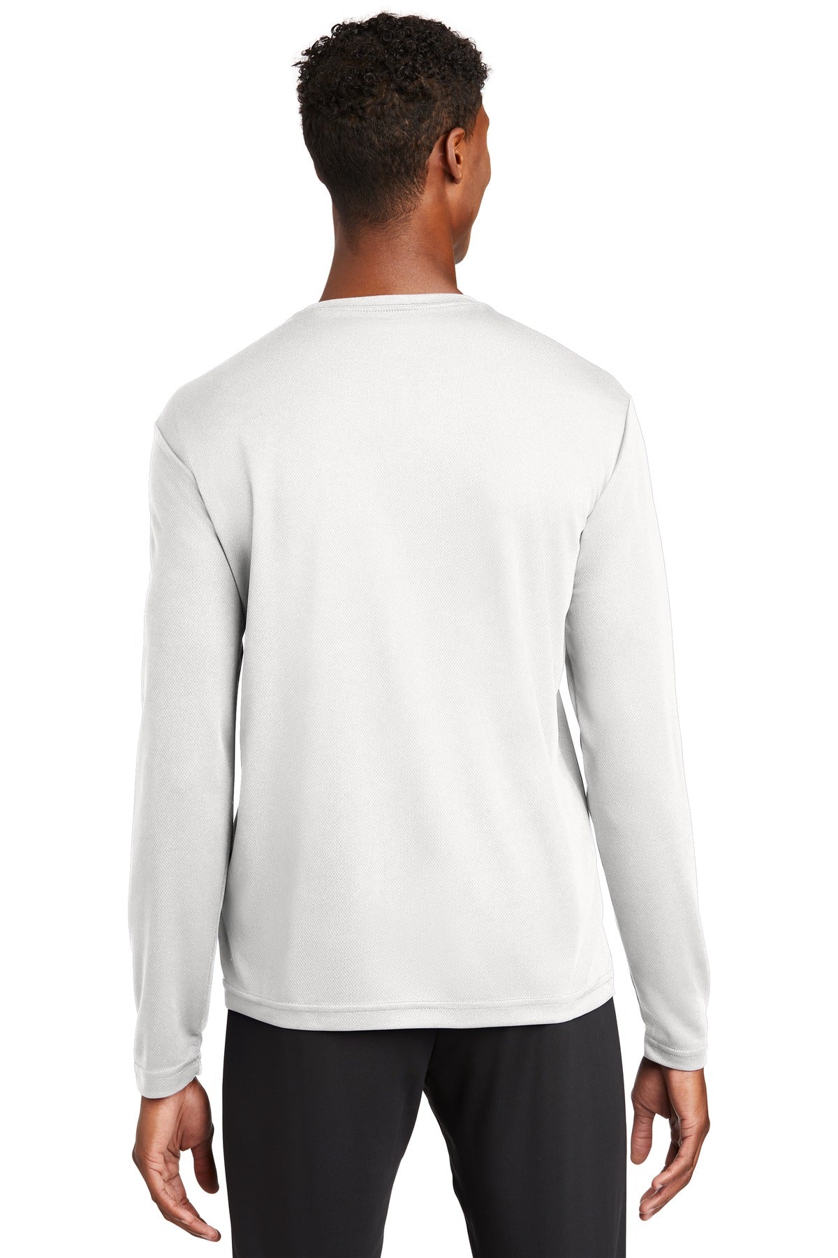 White Sport-Tek PosiCharge RacerMesh Long Sleeve Tee. ST340LS
