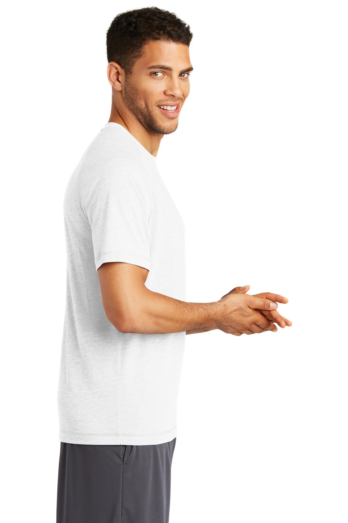 White Sport-Tek PosiCharge Tri-Blend Wicking Raglan Tee. ST400