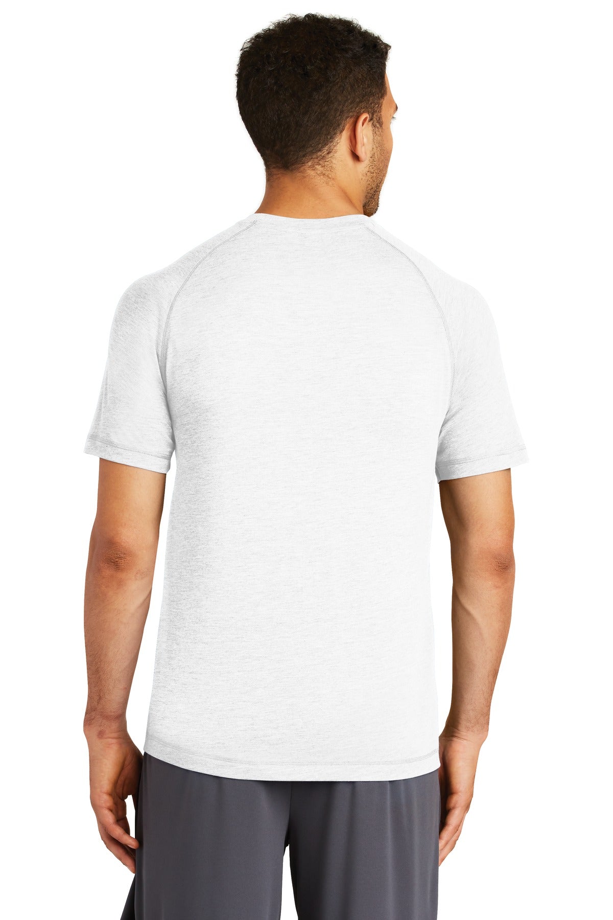White Sport-Tek PosiCharge Tri-Blend Wicking Raglan Tee. ST400