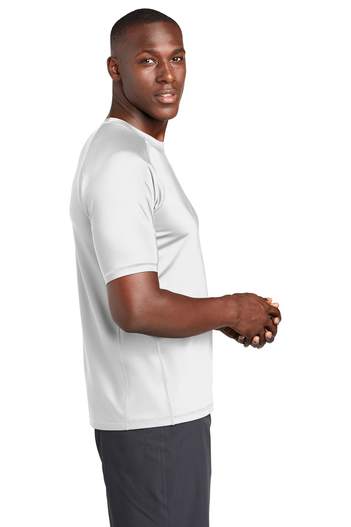 White Sport-Tek Rashguard Tee. ST470