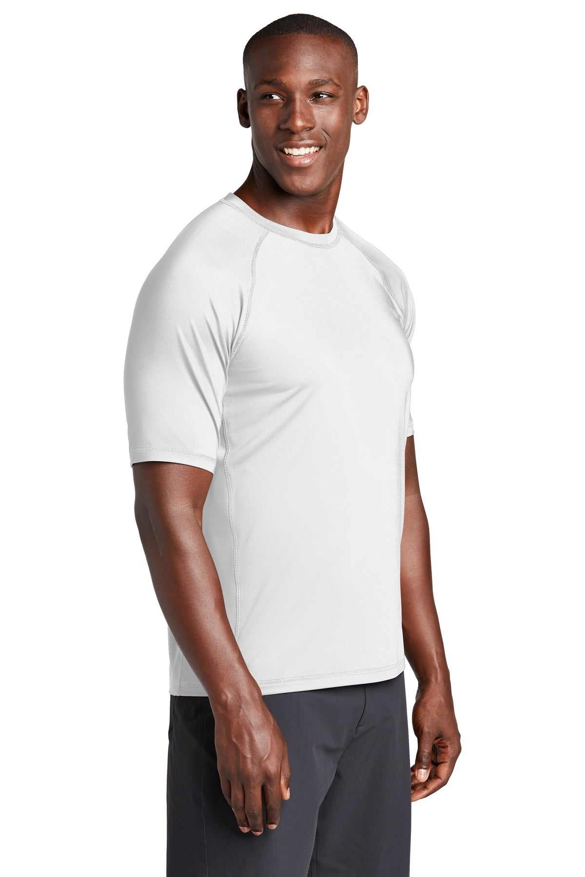 White Sport-Tek Rashguard Tee. ST470