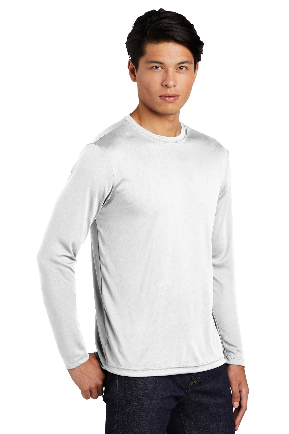 White Sport-Tek Tall Long Sleeve PosiCharge Competitor Tee. TST350LS