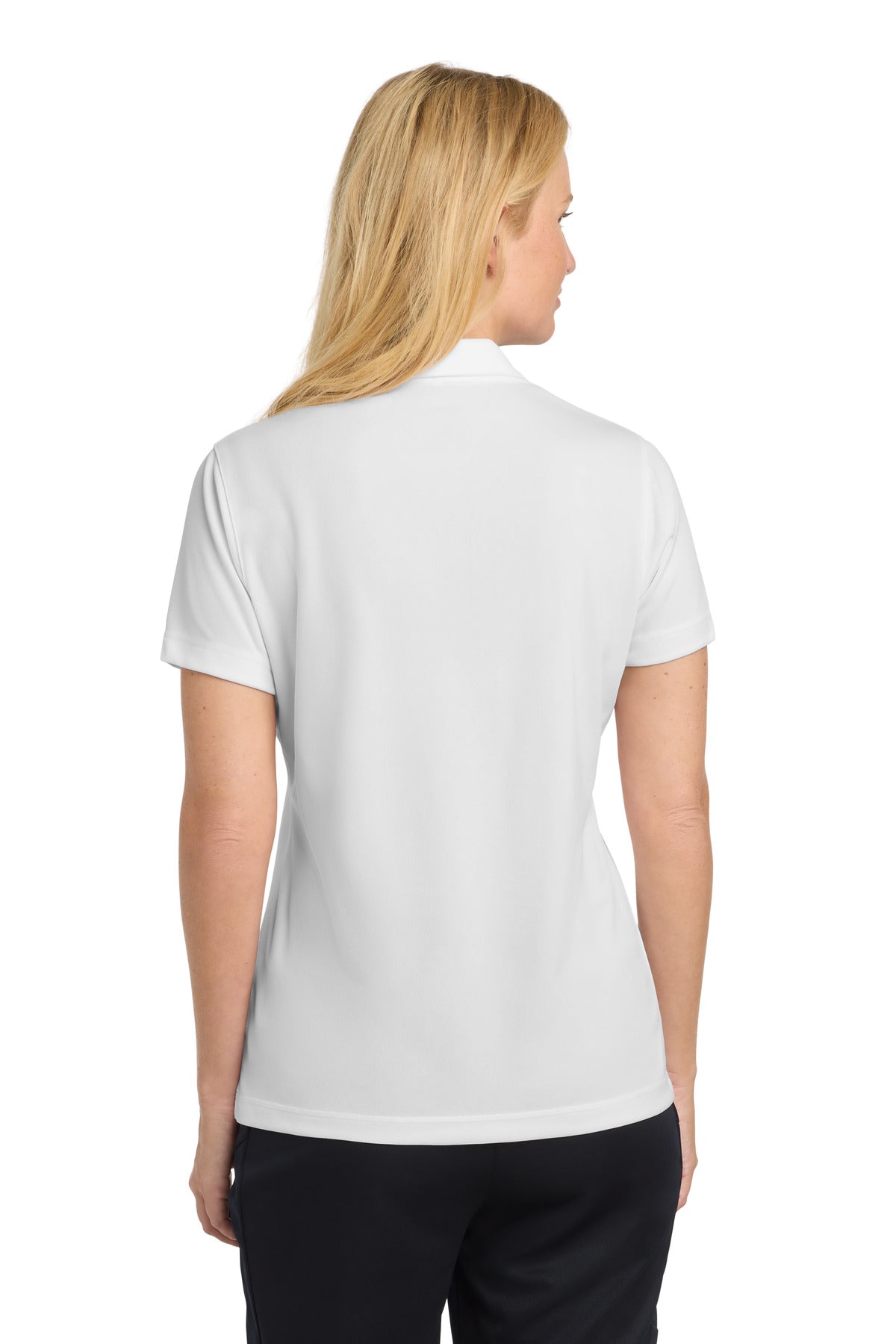 White Sport-Tek Women's PosiCharge Micro-Mesh Polo. LST680