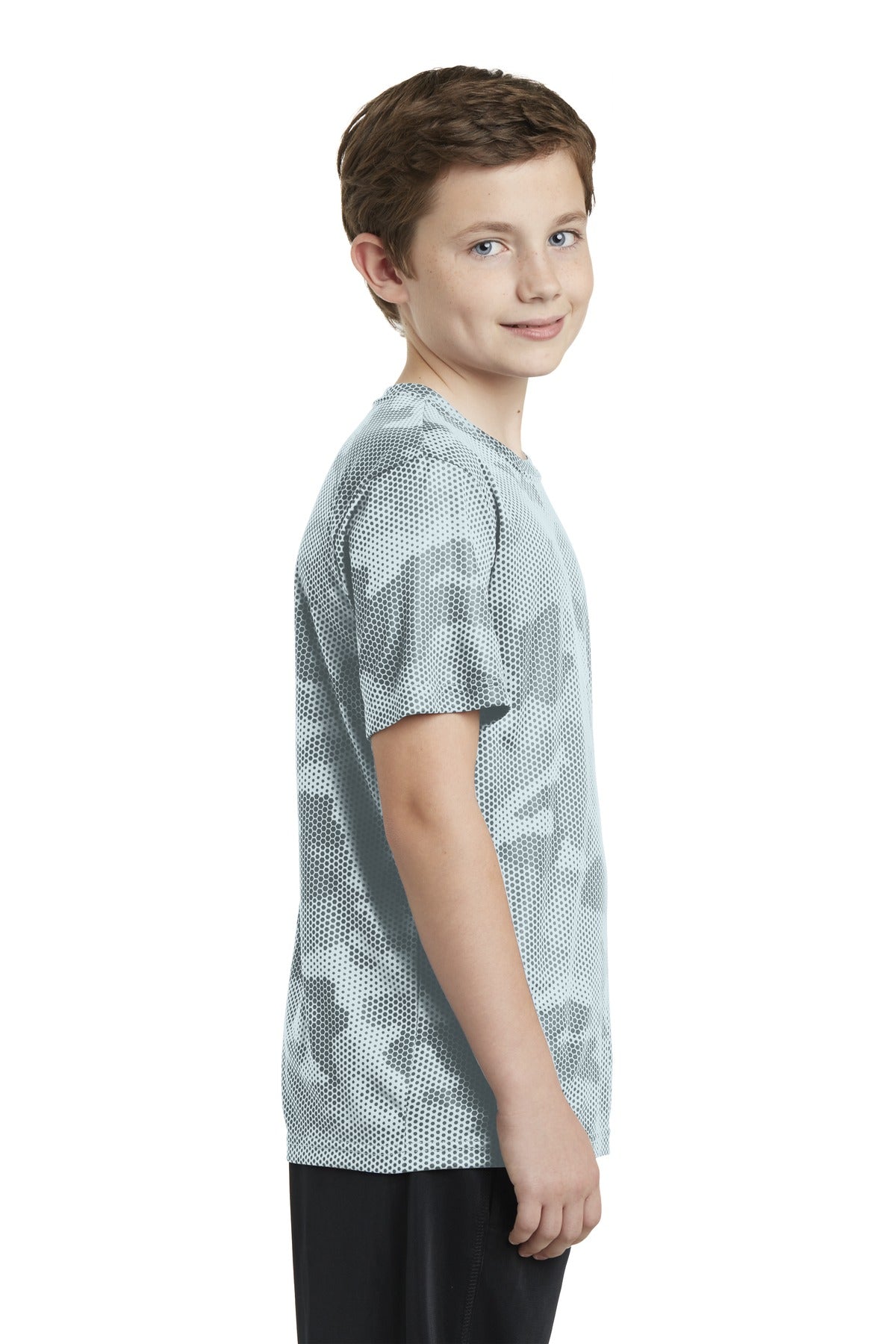 White Sport-Tek Youth CamoHex Tee. YST370