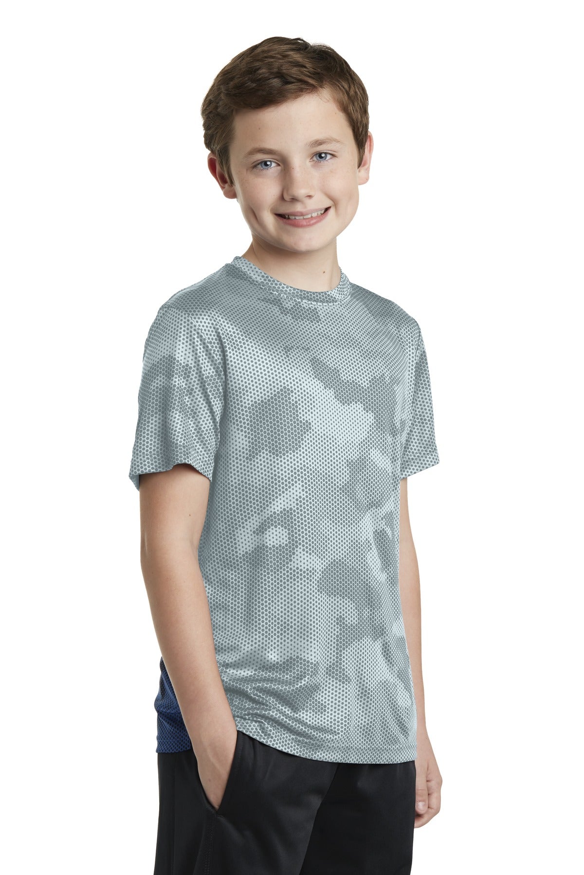 White Sport-Tek Youth CamoHex Tee. YST370