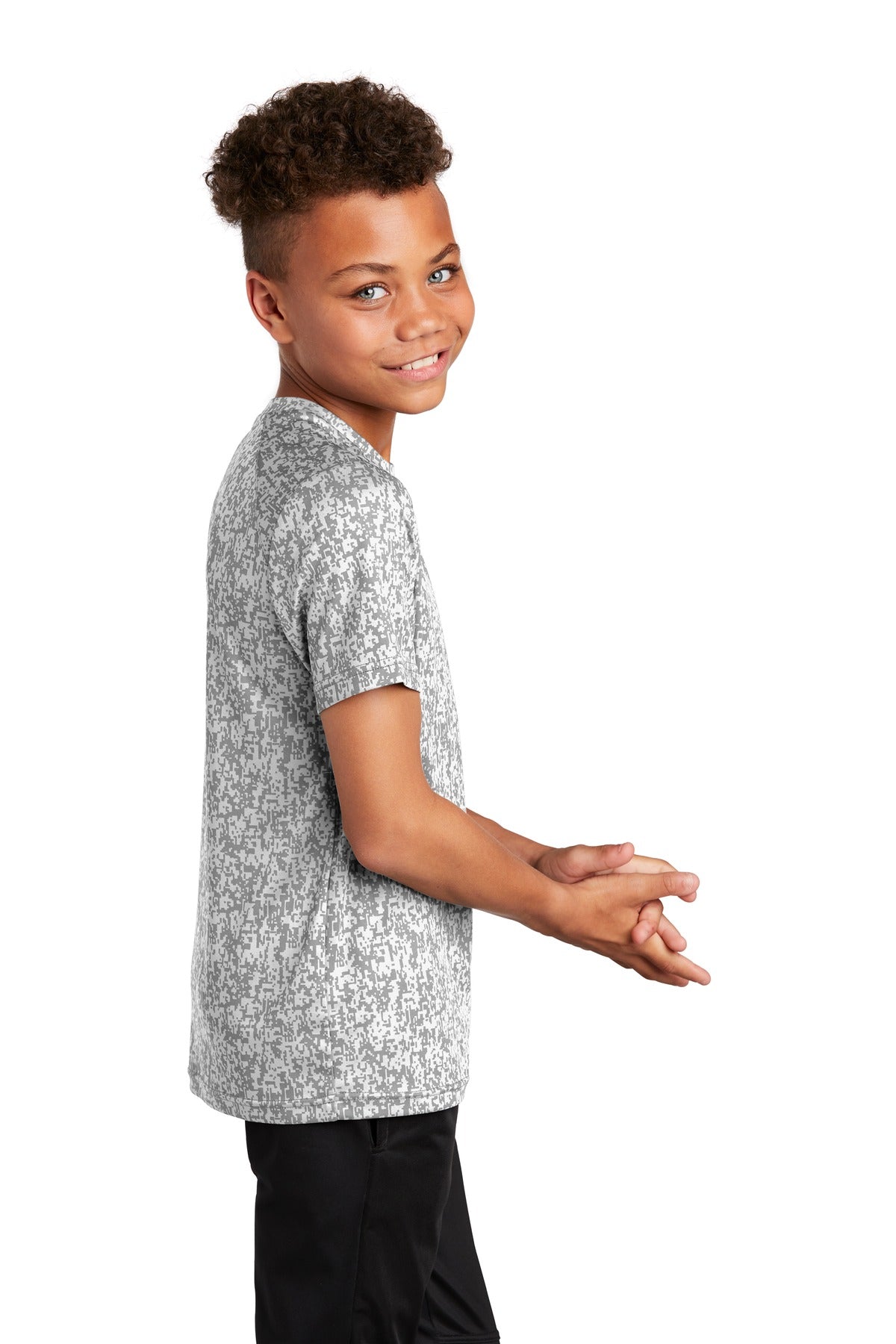 White Sport-Tek Youth Digi Camo Tee. YST460