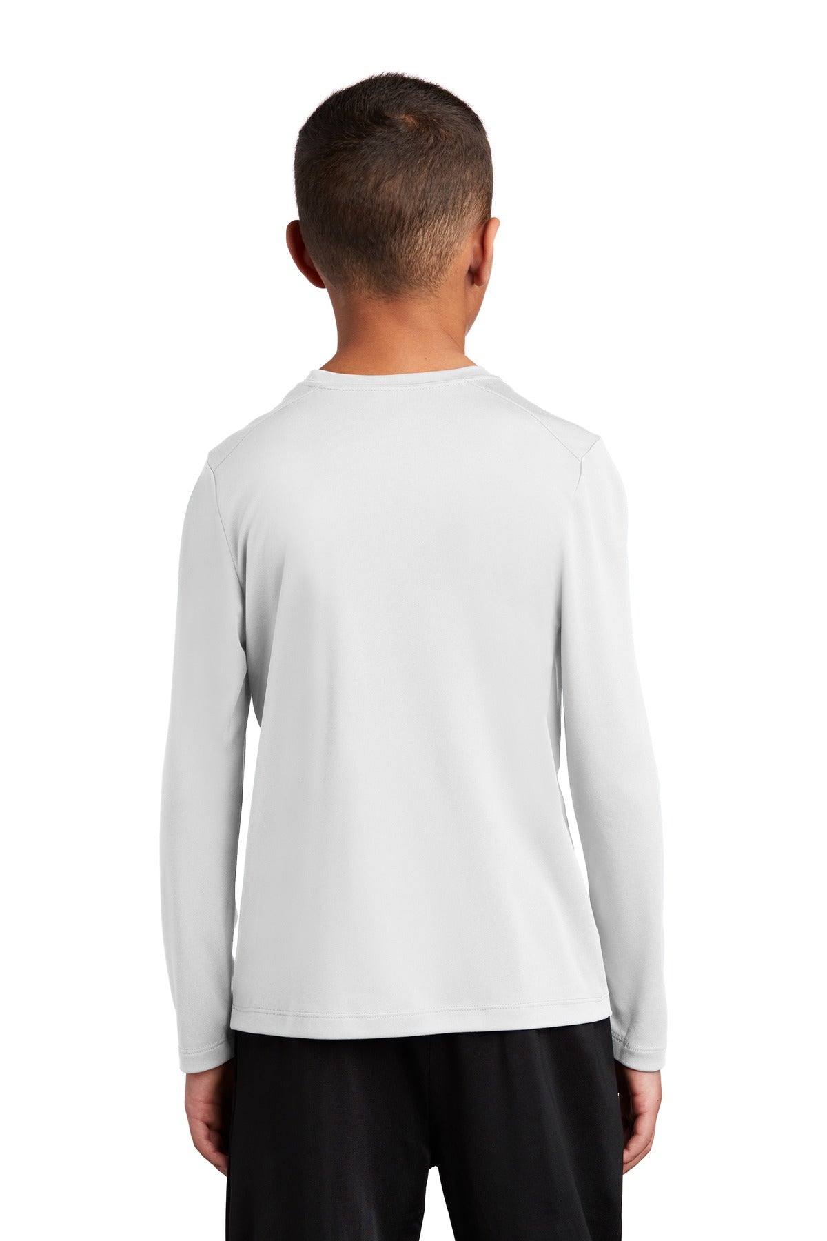 White Sport-Tek Youth Posi-UV Pro Long Sleeve Tee. YST420LS