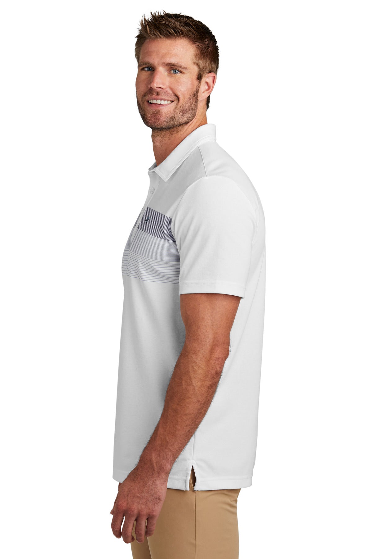 White TravisMathew Coastal Chest Stripe Polo TM1MY402