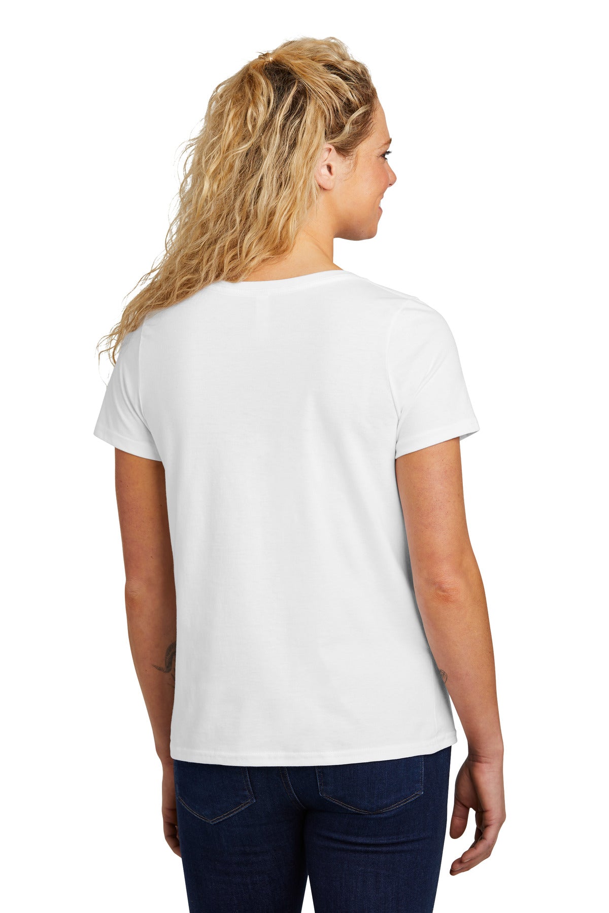 White Volunteer Knitwear Women's Daily V-Neck Tee LVL45V