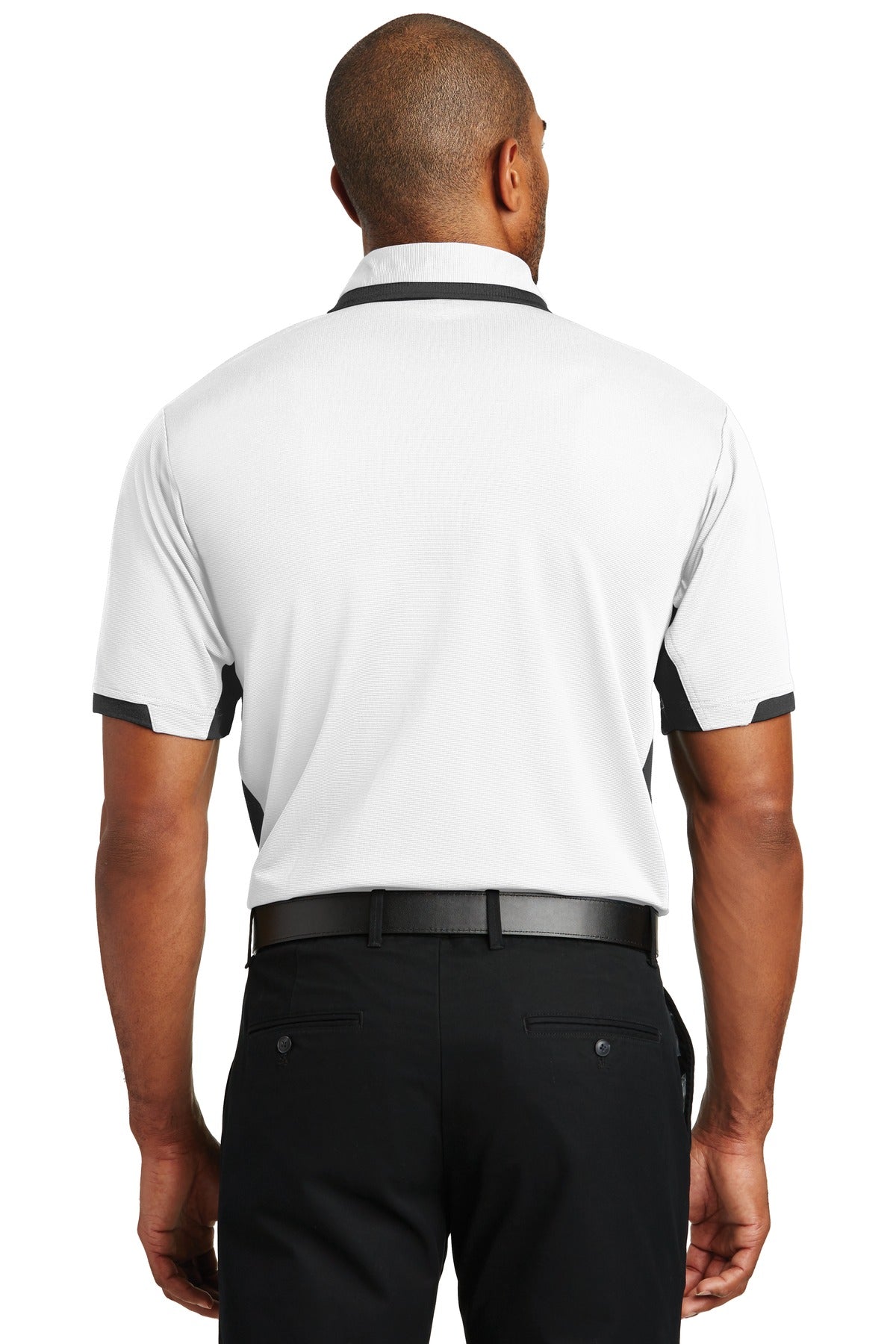 White/Black Port Authority Dry Zone Colorblock Ottoman Polo. K524