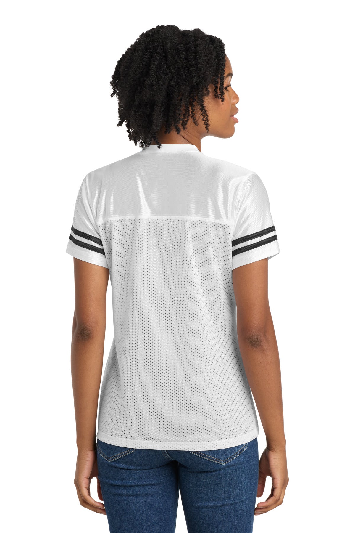 White/Black Sport-Tek Women's PosiCharge Replica Jersey. LST307