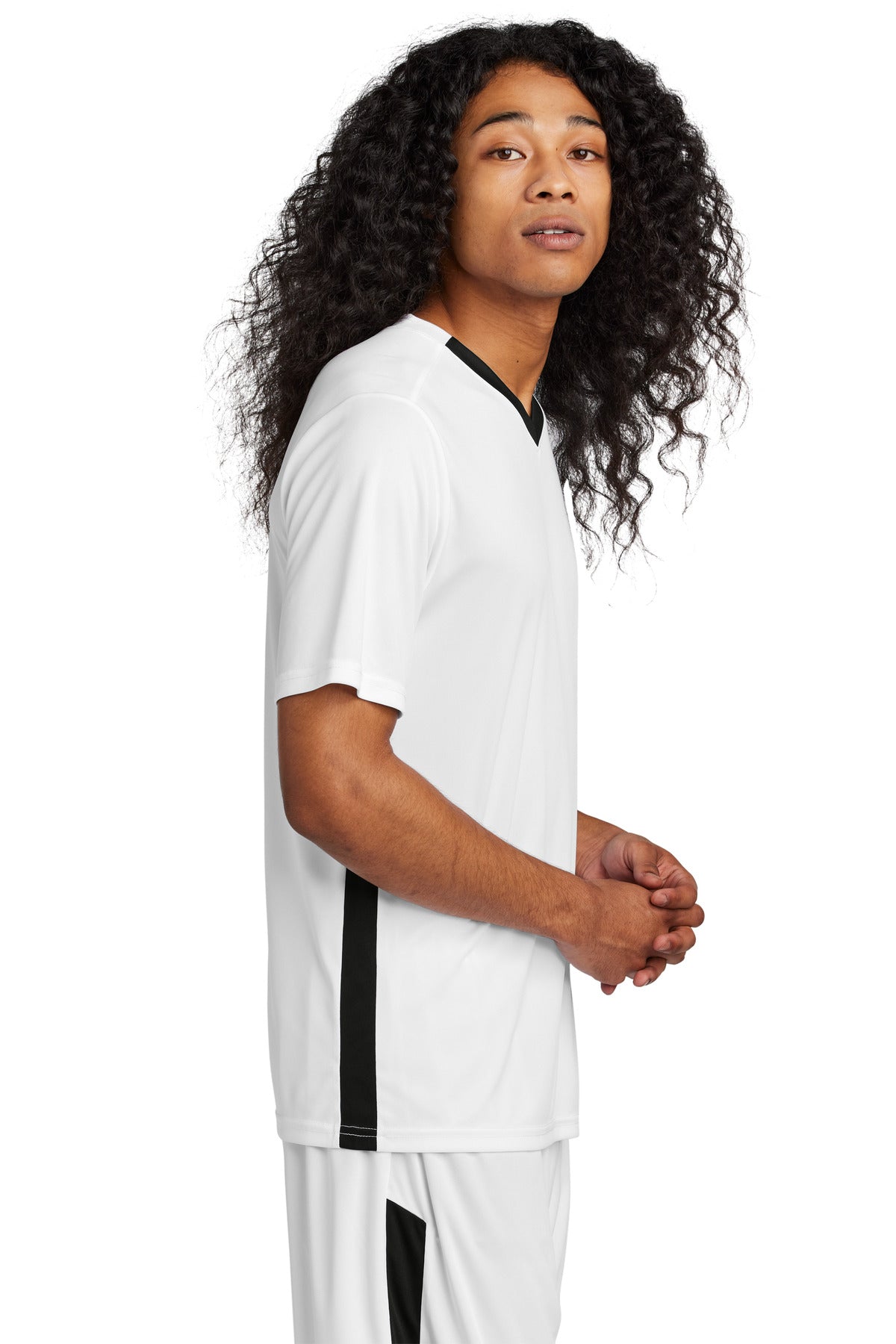 White/Blk Sport-Tek Competitor United V-Neck ST101