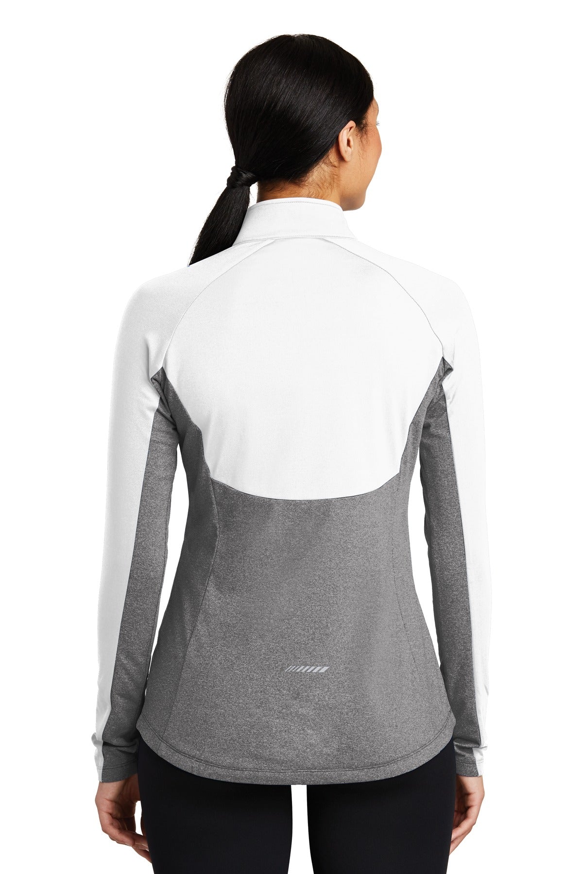 White/Ch Gy He Sport-Tek Women's Sport-Wick Stretch Contrast 1/4-Zip Pullover. LST854