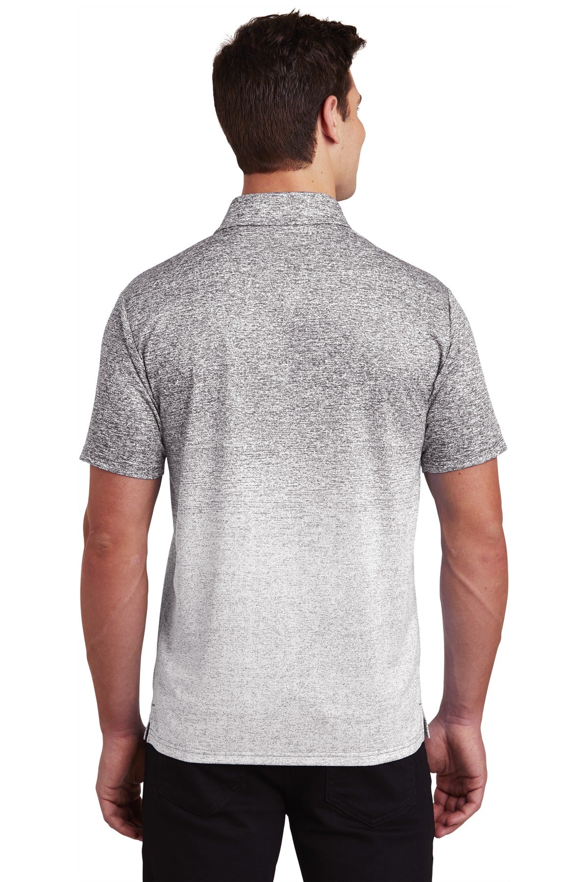 White/Graphite Sport-Tek Ombre Heather Polo. ST671