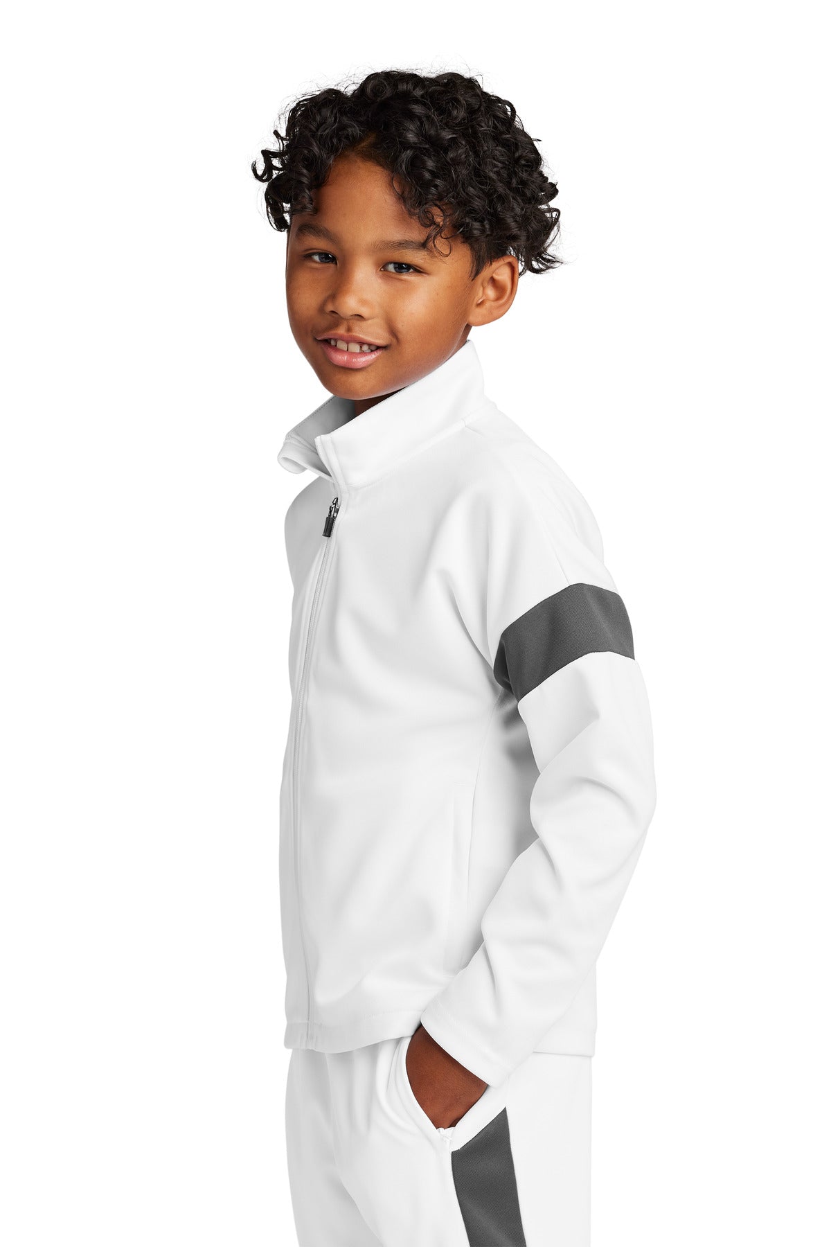 White/IrGy Sport-Tek Youth Travel Full-Zip Jacket YST800