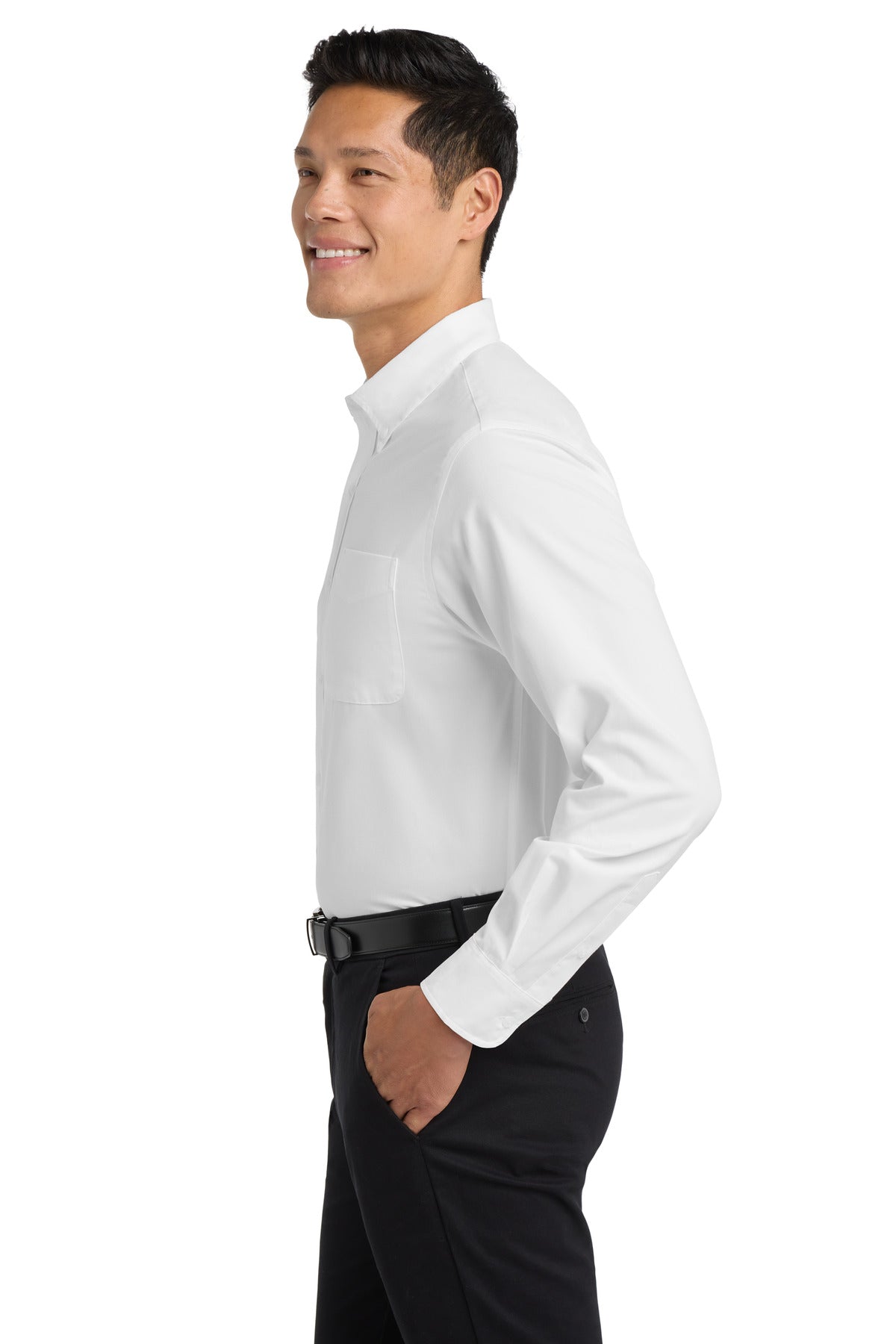 White/Lt Stone Port Authority Extended Size Long Sleeve Easy Care Shirt S608ES