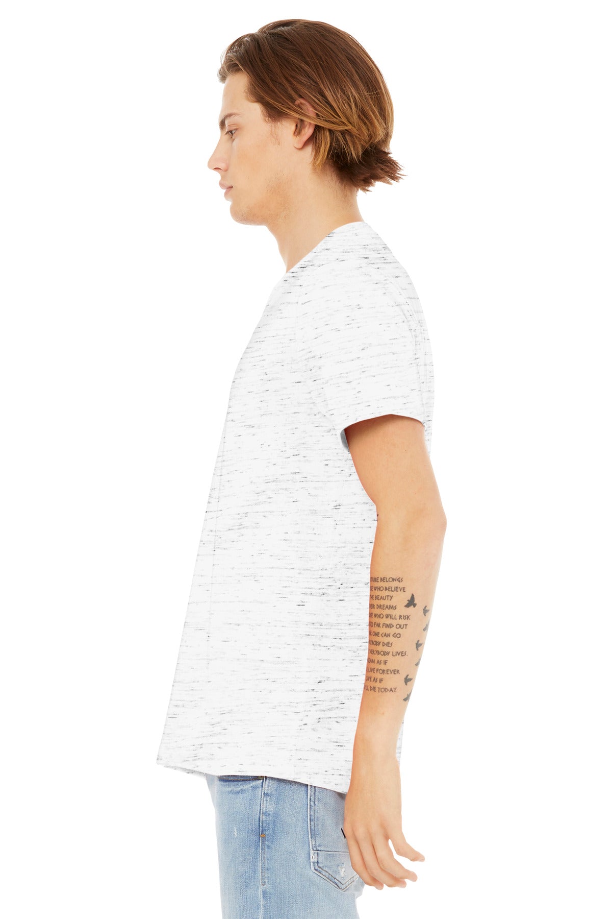WhiteMrbl BELLA+CANVAS Unisex Textured Jersey V-Neck Tee BC3655