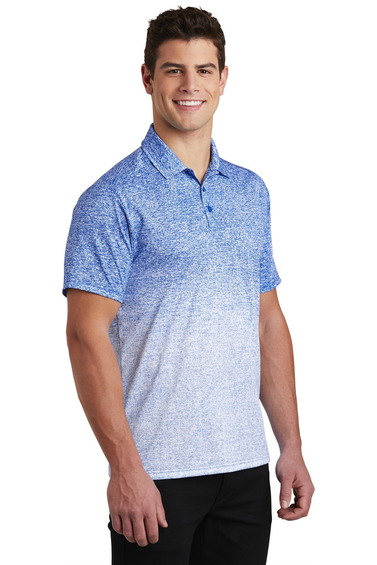 White/Tr Royal Sport-Tek Ombre Heather Polo. ST671