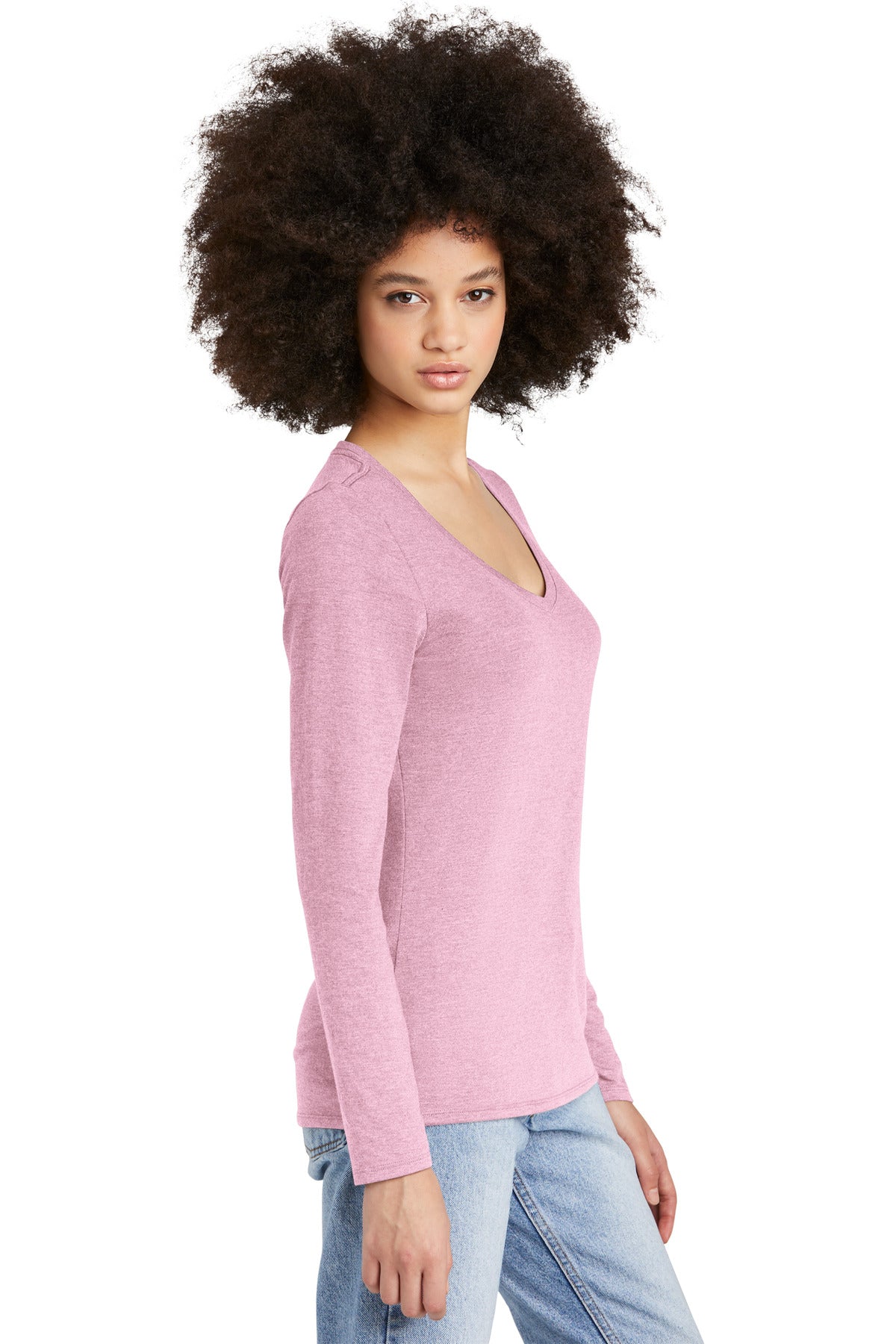 WstriaHthr District Women's Perfect Tri Long Sleeve V-Neck Tee DT135