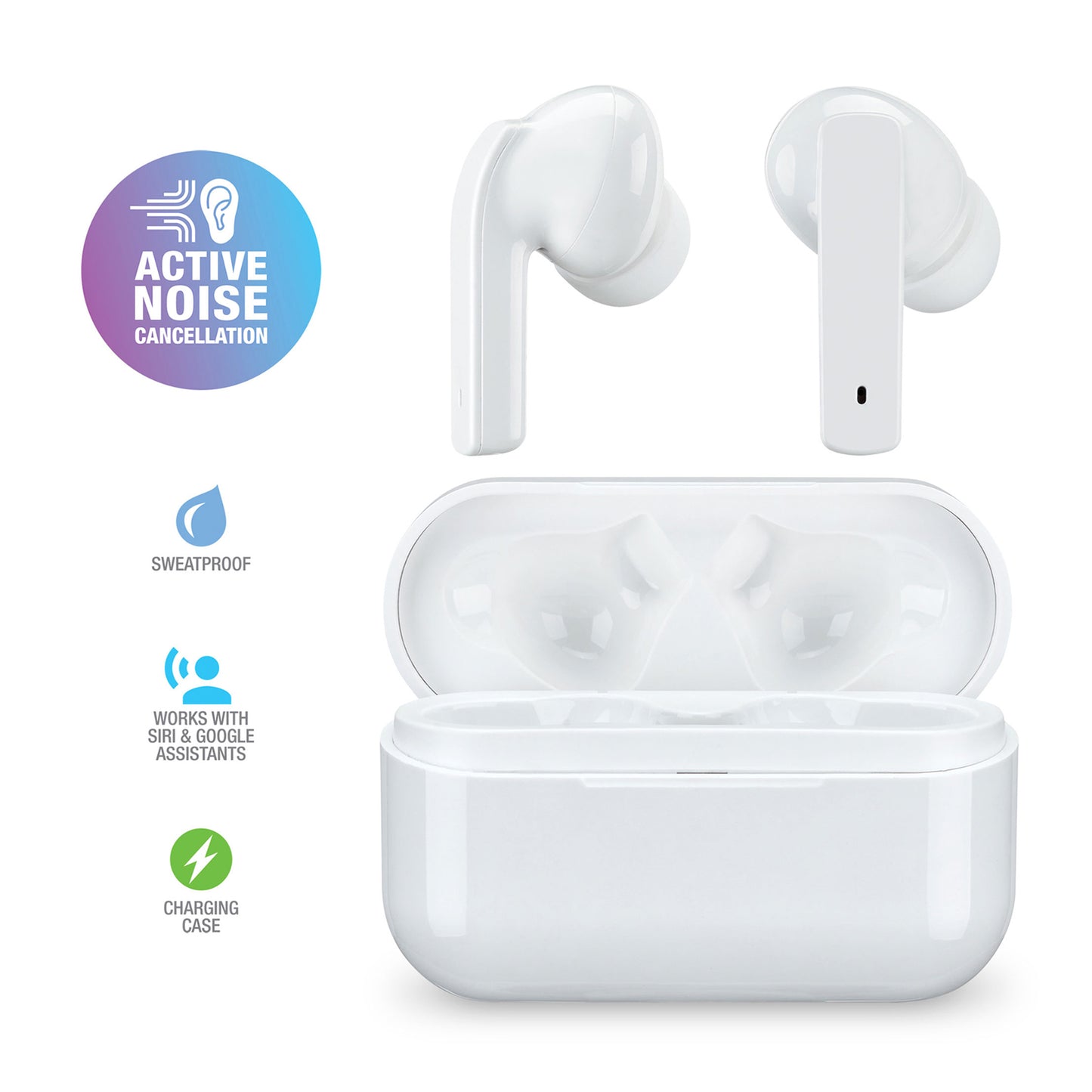 White iLive™ Truly Wireless Earbuds with Active Noise Canceling