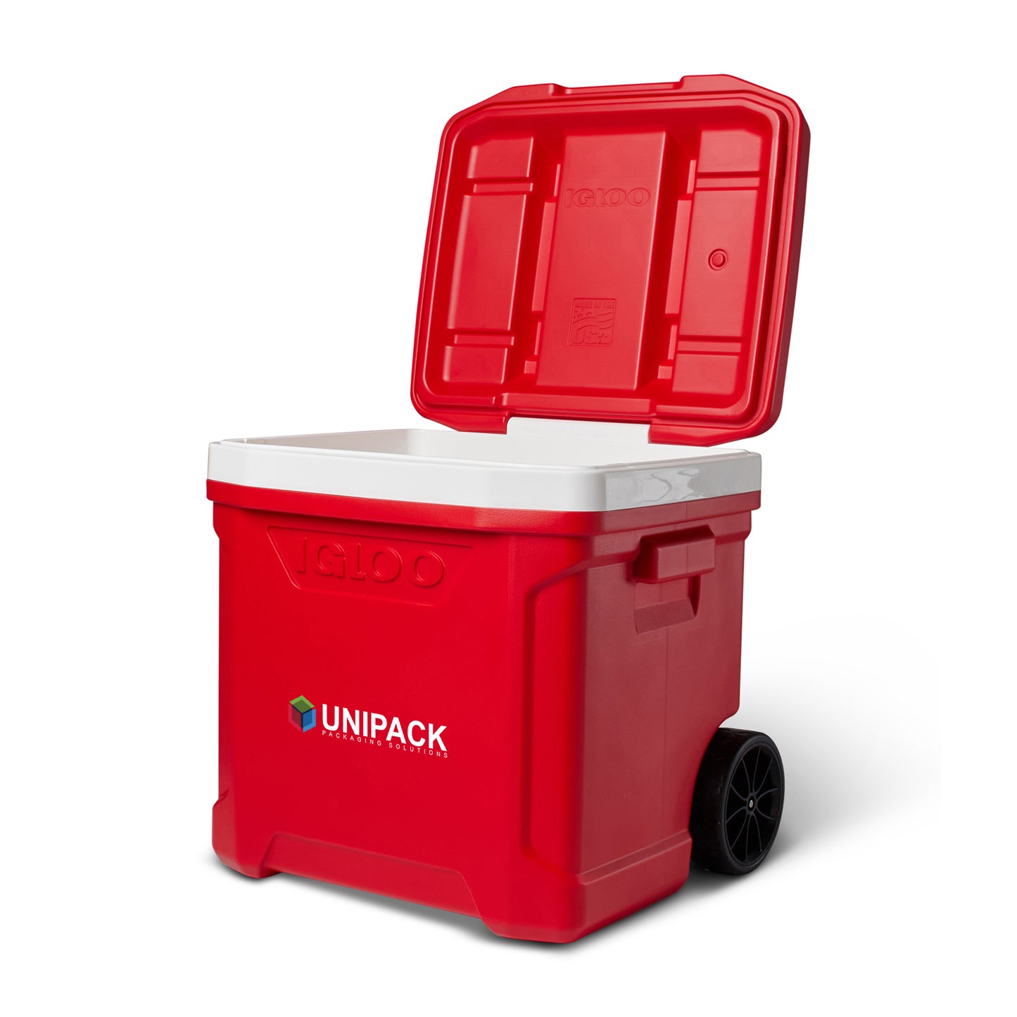 White-Red Star Igloo® Profile II 60 Qt Roller Cooler