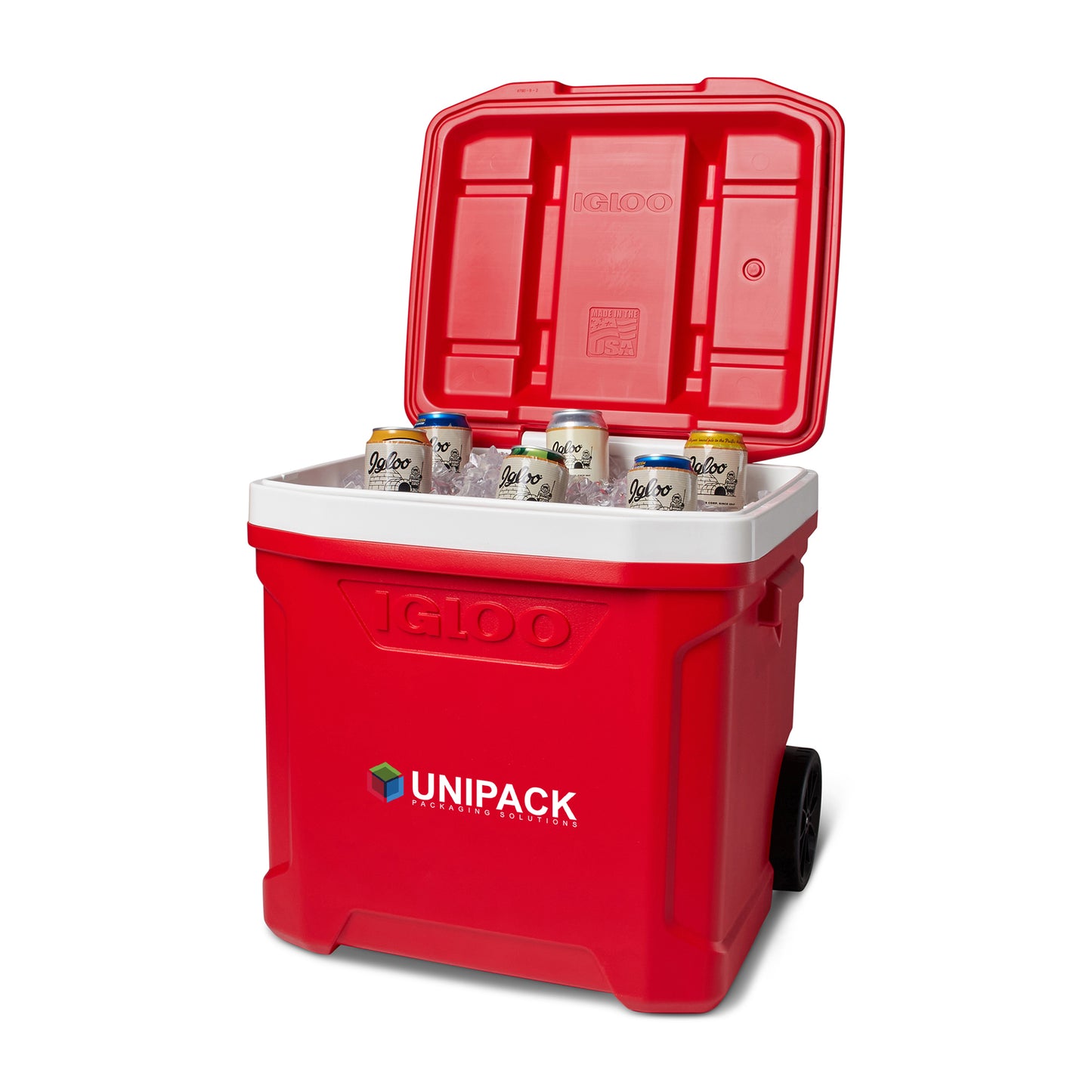 White-Red Star Igloo® Profile II 60 Qt Roller Cooler