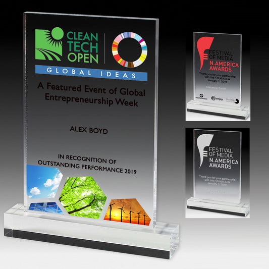 Elegant Rectangle Award - 7 3/4"- Screen Printed