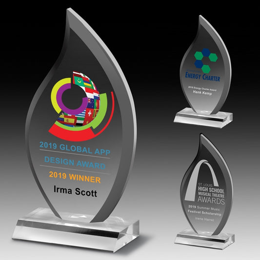 Multi-Faceted Acrylic Award (4" x 7 3/4" x 3/4") - Laser Engraved