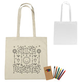 100% Cotton Coloring Tote Bag With Crayons  grouped