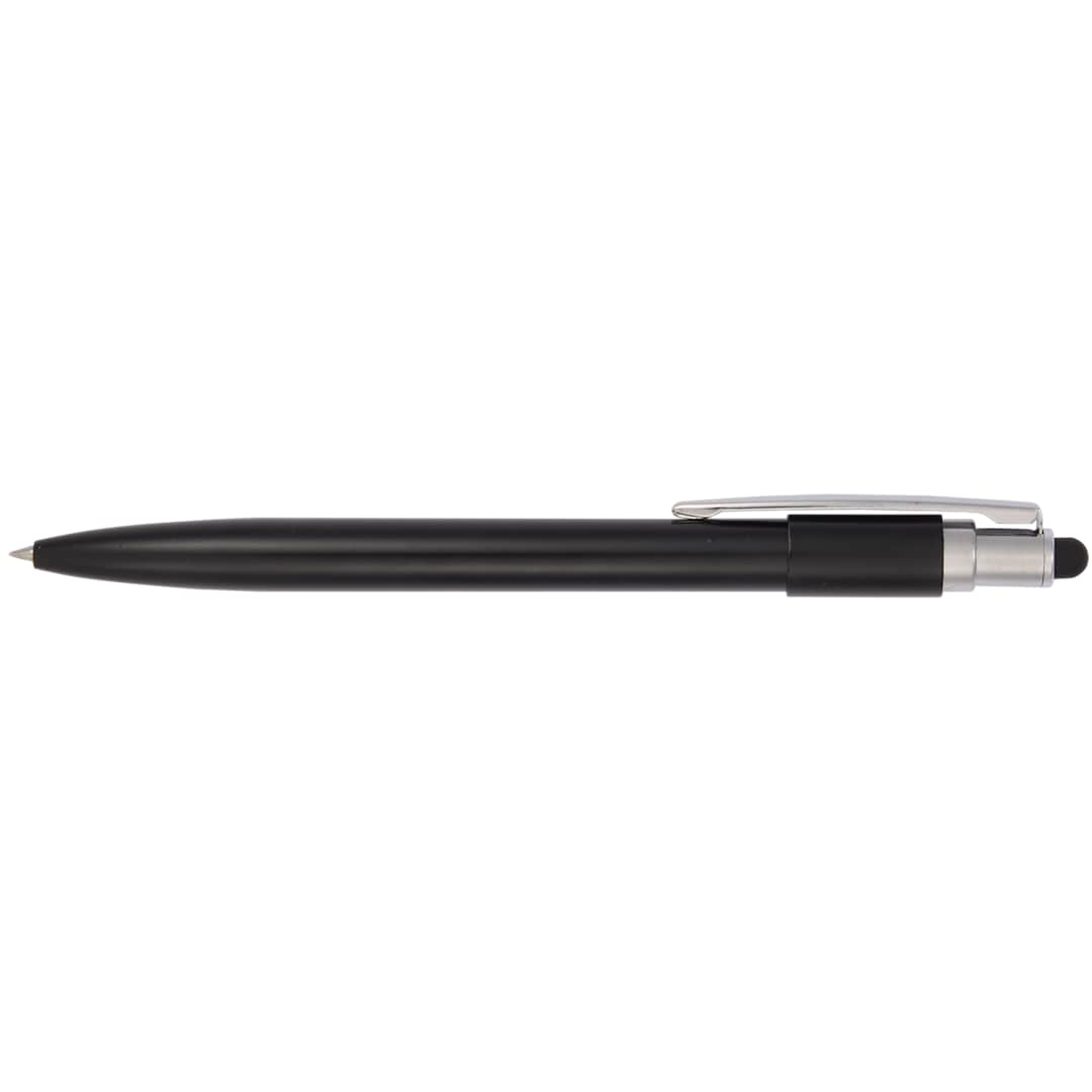 Front View of Black Wellable™ Recycled Fidget Stylus Pen