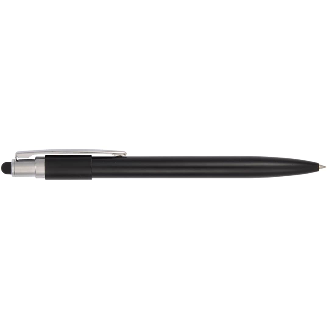 Front View of Black Wellable™ Recycled Fidget Stylus Pen