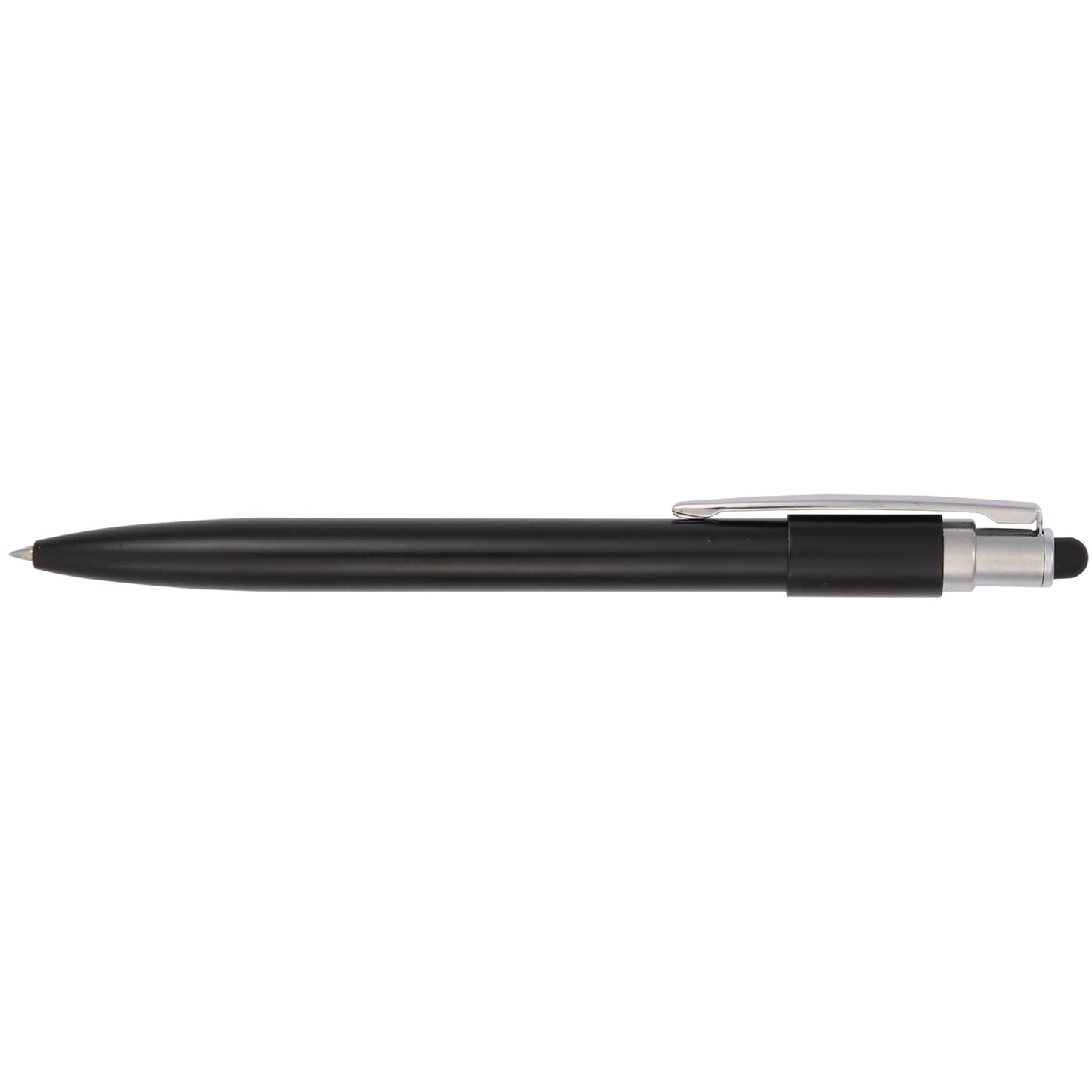 Front View of Black Wellable™ Recycled Fidget Stylus Pen