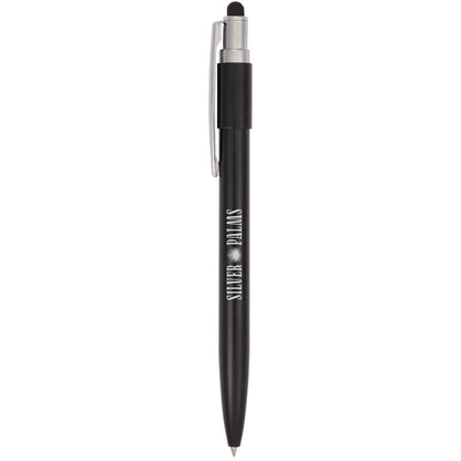 Front View of Black Wellable™ Recycled Fidget Stylus Pen