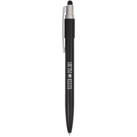 Front View of Black Wellable™ Recycled Fidget Stylus Pen