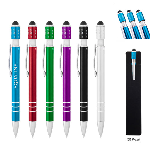 METALLIC BLACK Recycled Aluminum Spin Game Top Pen With Stylus
