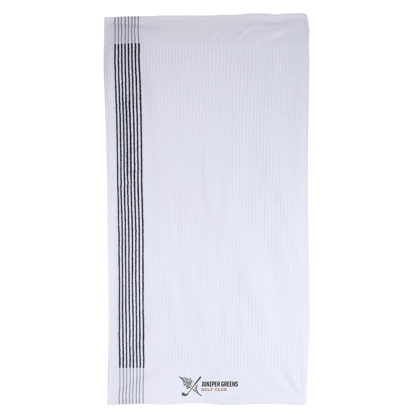 Front View of Black 22" x 44" Caddy Golf Towel